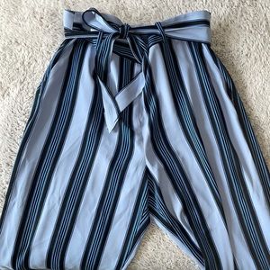 LOFT wide legged blue stripped pants